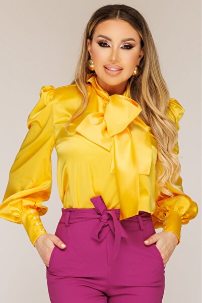 Atmosphere Fashion Elegant plain yellow blouse