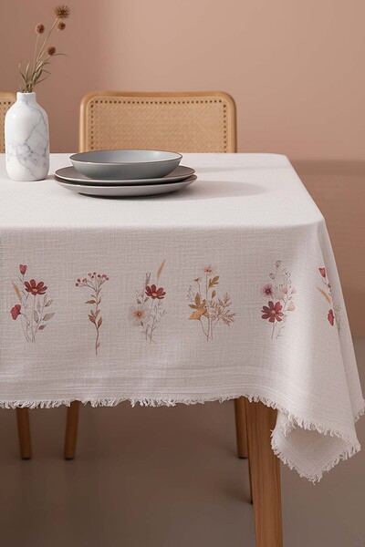 Rivaİstanbul Floral Patterned 100% Cotton Tablecloth 140X200 cm