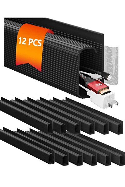 Arabest 12-Piece Cable Management Kit, Under Desk Cord Organizer Tray, J Chan...