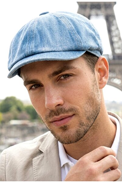 LAGRANZE Șapcă din denim cu opt panouri pentru bărbați |   Șapcă clasică tip ...