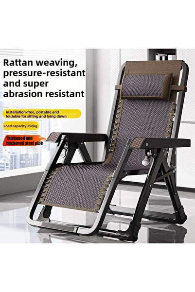 GENERAL Foldable breathable rattan lounge chair with adjustable backrest and ...
