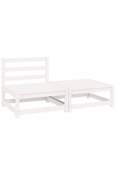 vidaxl Set mobilier de grădină, 2 piese, alb, lemn masiv de pin
