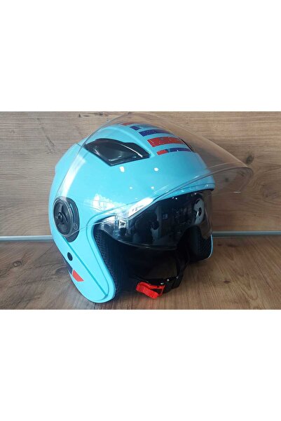 Oso Polar Mavi Koruma Gözlüklü Yarım Kask