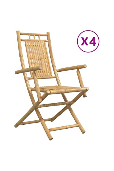 vidaxl Scaune de grădină pliabile, 4 buc., 53x66x99 cm, bambus