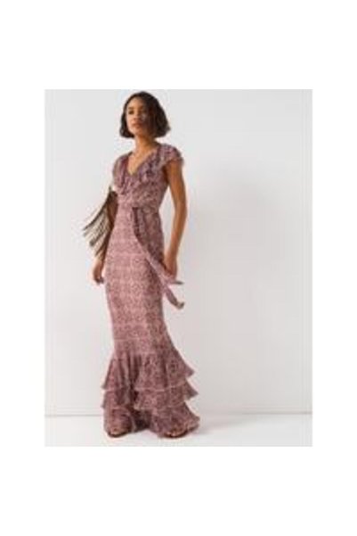 VERY Rochie maxi V by Paisley imprimată, cu volane și curea