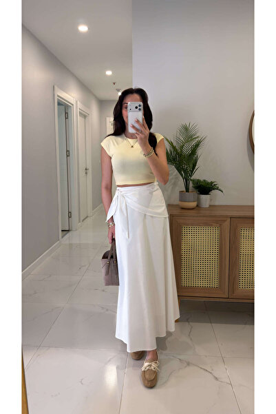BİRCANÇİL Nelista Light Ecru Skirt with Scarf