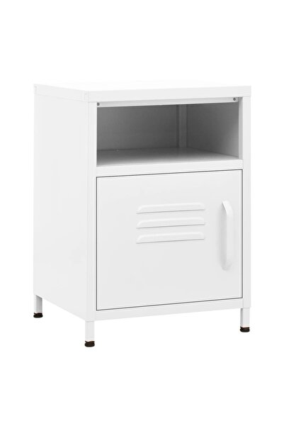 vidaxl Bedside table, white, 35x35x51 cm, steel