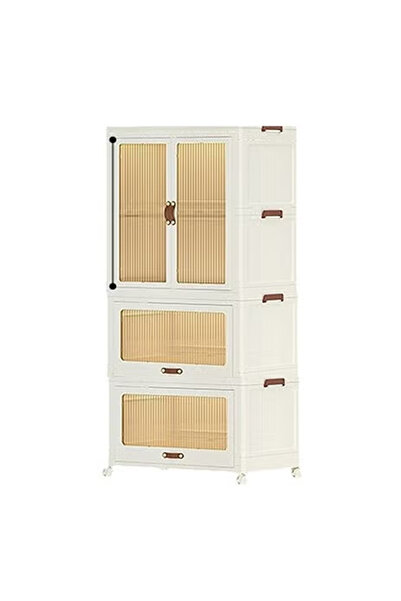 KEKE 2 Layers Stylish Multi-Functional Storage 1 Cabinet & 2 Wardrobe