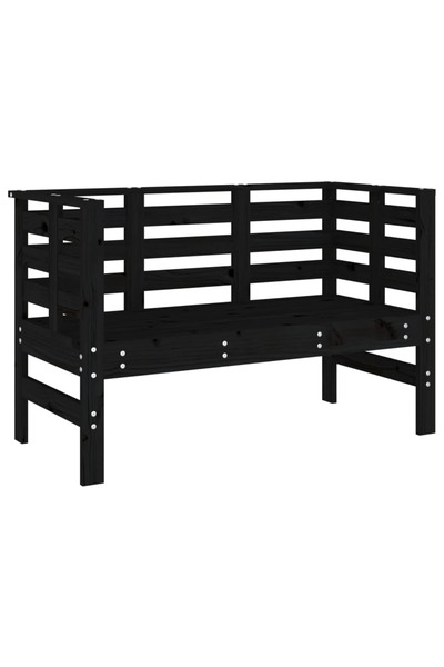 vidaxl Bancă de grădină, negru, 111,5x53x71 cm, lemn masiv de pin
