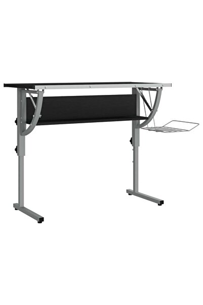 vidaxl Birou Craft negru & gri 110x53x(58-87) cm lemn prelucrat & oțel