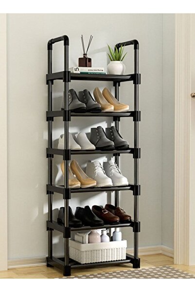 Arabest رف أحذية معدني بـ 6 طبقات، منظم متعدد الأغراض، للتخزين في المدخل وغرف...