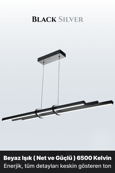 ENZO LIGHT Cosmo Silver 6500K Lineer LED Sarkıt Avize – Kumandalı Dim Edilebi...