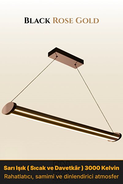 ENZO LIGHT Mira Rose Gold 3000K Lineer LED Sarkıt Avize – Kumandalı Dim Edile...