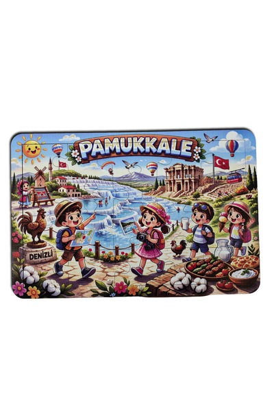 Pamukkale Yapboz/Puzzle 20 Parçalı - Doğal Ahşap- Eğitici Zeka Oyunu