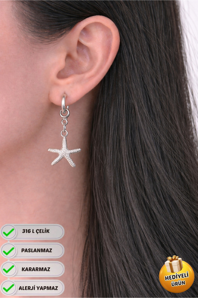Piercing Market Steel & Silver Steel Special Design Dangle Gift Starfish Coup...