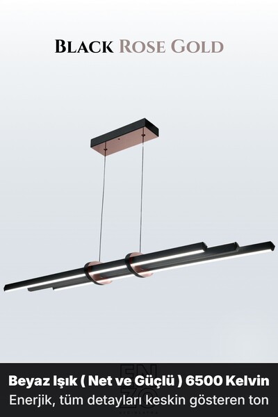 ENZO LIGHT Cosmo Rose Gold 6500K Lineer LED Sarkıt Avize – Kumandalı Dim Edil...