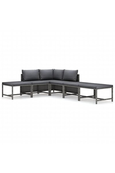 vidaxl Set mobilier de grădină cu perne, 6 piese, gri, poliratan
