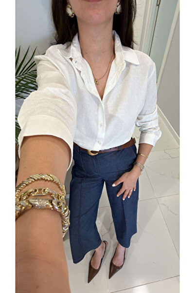 BİRCANÇİL Cămașă din in MD Stras Ecru