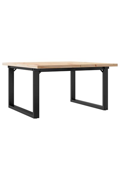 vidaxl Masă de cafea, cadru O, 90x90x45,5 cm, lemn masiv pin și Oţel