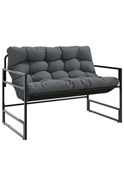vidaxl Bancă de grădină cu pernă, antracit, 113 cm, oțel