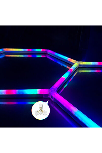 LightPlanet Комплект от 8 шестоъгълни LED RGB дигитални тръби тип пчелна пита...