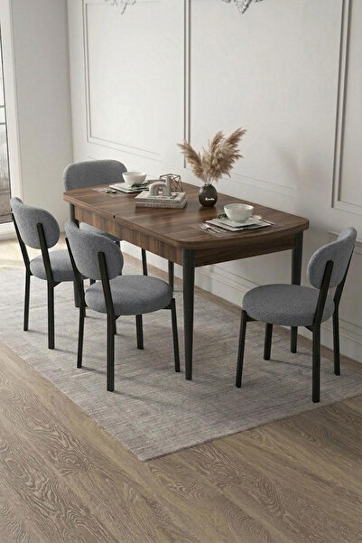 Renlife 4 Kişilik Açılır Mutfak Masa Takımı | Yemek Masası ve Sandalye Seti M...