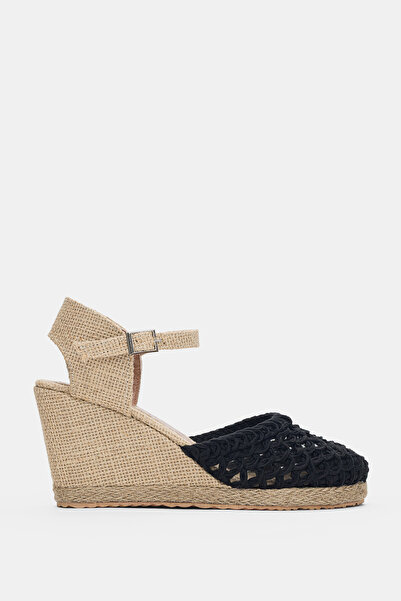 selin shoes Calorise Ankle Adjustable Buckle and Knitted Detail Round Toe Str...