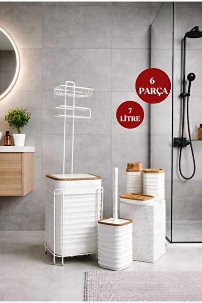 Store HGY Home Off-White Ανταλλακτική θήκη χαρτιού WC και σετ μπάνιου 6 τεμαχ...