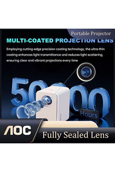 Aoc Brand Sealed Lens Projector 9000L 1080P 4K AutoFocus 250" Wireless Home