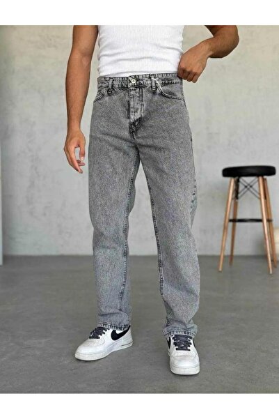 More Black Men's Gray Baggy Jeans