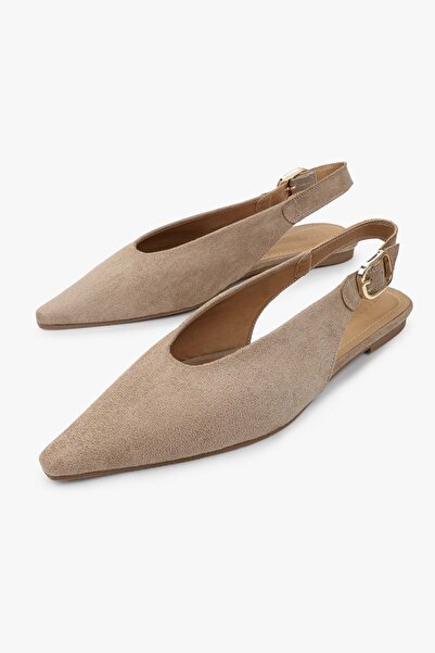 Shoeberry Women's Viela Mink Suede Pointed Toe Ballerinas