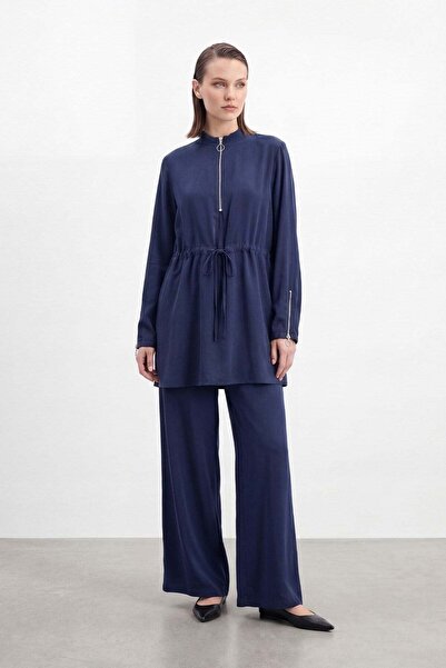 Puane Women's Zipper Detailed Tie-Waist Suit – 14481Tks - Navy