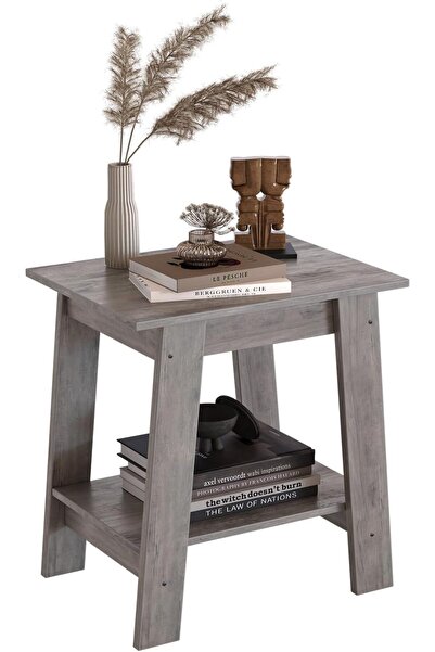 Garvee طاولة جانبية بتصميم ريفي مع رف تخزين