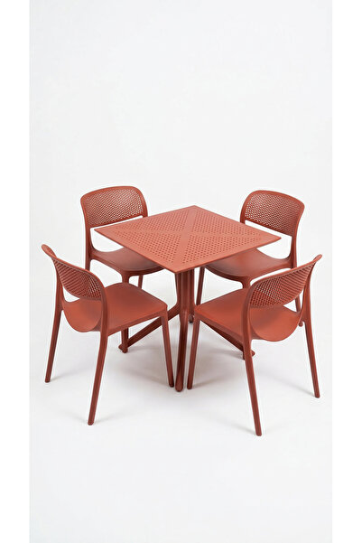 Çavdar Group Barby 4 Kişilik Bistro Set 70x70 Sorty Masa 4 Adet Barby Kolsuz ...