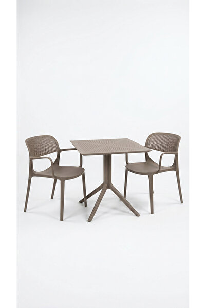 Çavdar Group Barby 2 Kişilik Bistro Set 70x70 Sorty Masa 2 Adet Barby Kollu K...