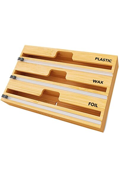 Arabest Bamboo WrapNeat,Foil and Plastic Wrap Organizer with Cutter and Label...
