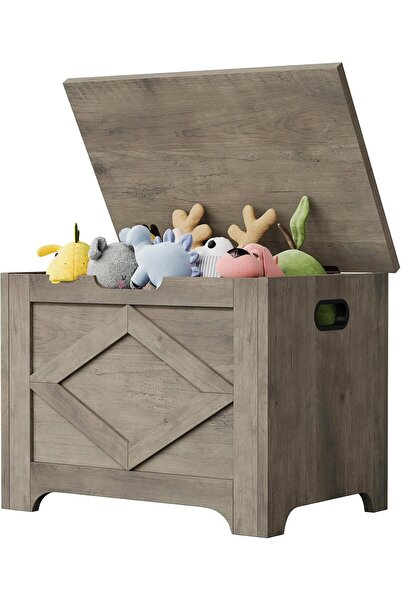 Garvee Large Capacity Wooden Storage Chest Bench – Safety Hinge, U-Shaped Han...