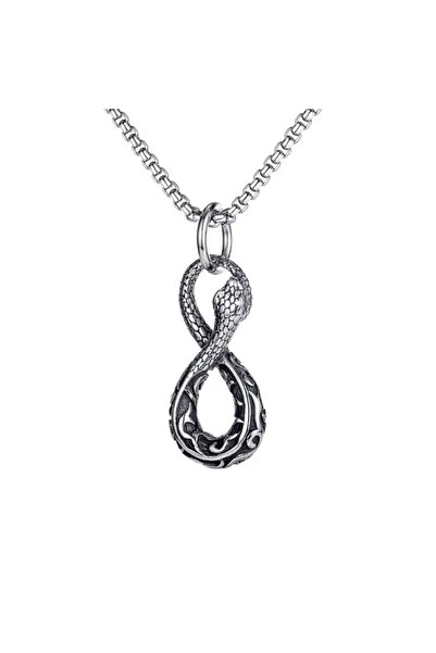 EFAYN.RO Snake pendant chain, infinity pattern, M2, unisex, metallic silver, ...