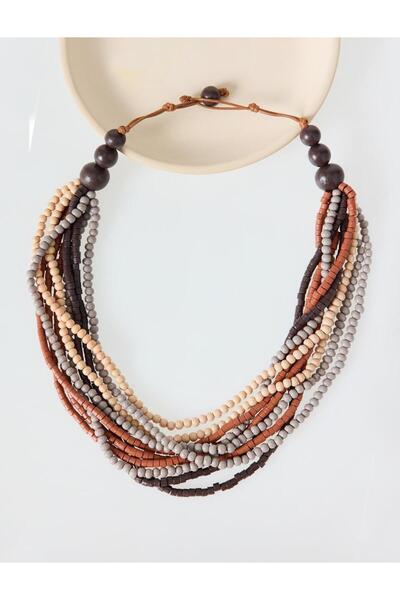 Jimmy Key Karışık Çoklu Boncuk Detaylı Bohem Kolye