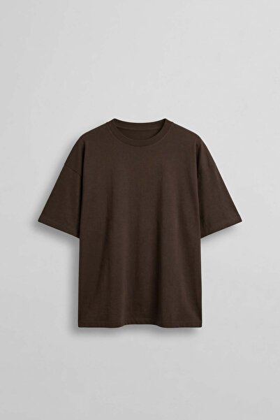 ablukaonline Ανδρικό μπλουζάκι Oversize Basic 100% βαμβακερό καφέ