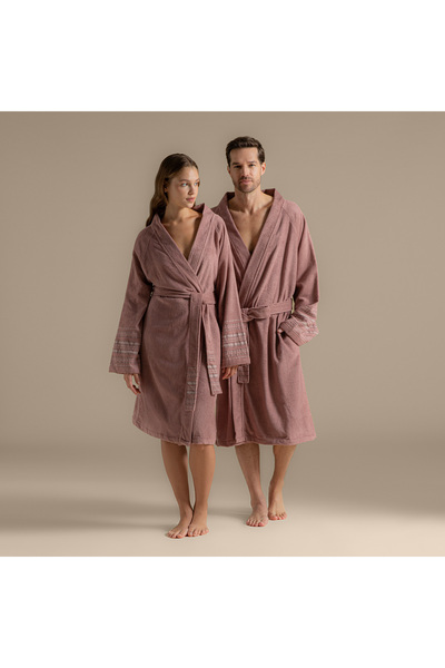 Chakra Глибокий унісекс халат попелясто-рожевий/норковий/пудрово-рожевий