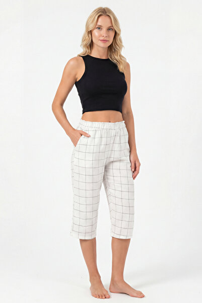 TÜREN 3617 Women's Plaid Woven Single Bottom Capri