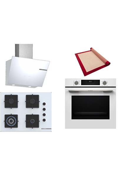 Bosch Beyaz 3 lü Set (HUA717BV0T-POH7C2P31O-DWK66PJ20T) 67cm Wok - Buhar Dest...