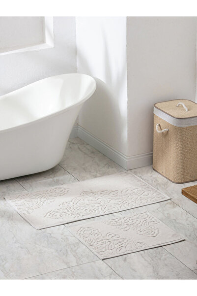 LC Waikiki Ekru Desenli Banyo Paspası Seti 2'li