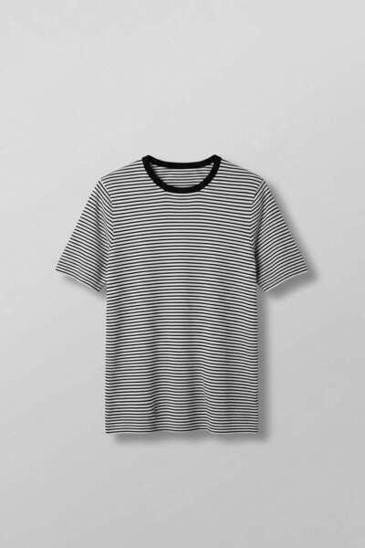 ablukaonline Men's regular fit striped basic t-shirt ecru