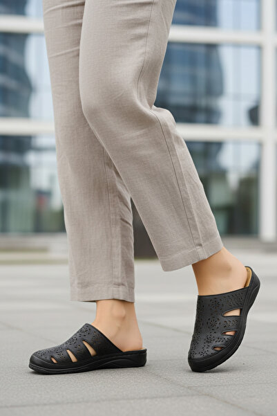 Polaris Μαύρες γυναικείες παντόφλες