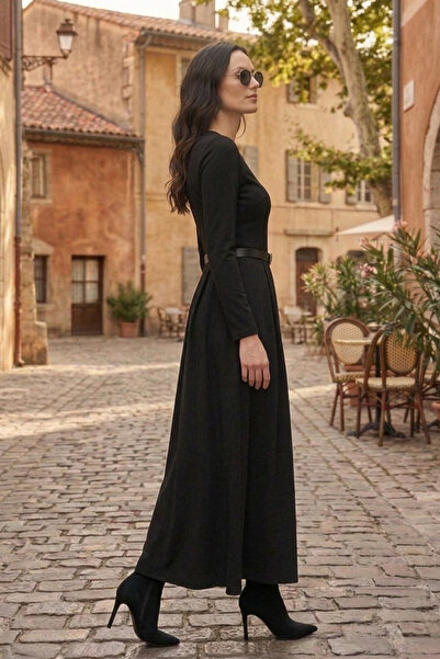 çatı moda Elegantna i udobna crna haljina sa kopčama