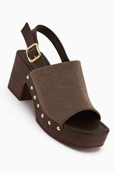 Limoya Γυναικεία πέδιλα Cindy Brown Suede Platform με τακούνι