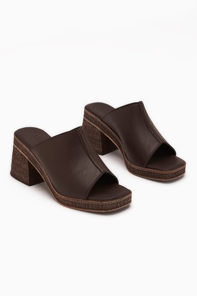 Limoya Fanny Brown Heeled Women's Slippers