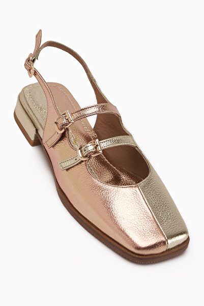 Limoya Γυναικεία σανδάλια Winny από γνήσιο δέρμα σε χρυσό χρώμα με διπλό λουράκι